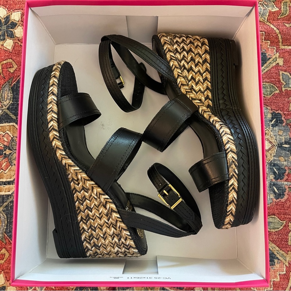 NEW Vince Camuto Esmia Espadrille Wedge Sandal in Black